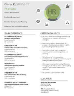 Oliver C. HR Director Resume Thumbnail